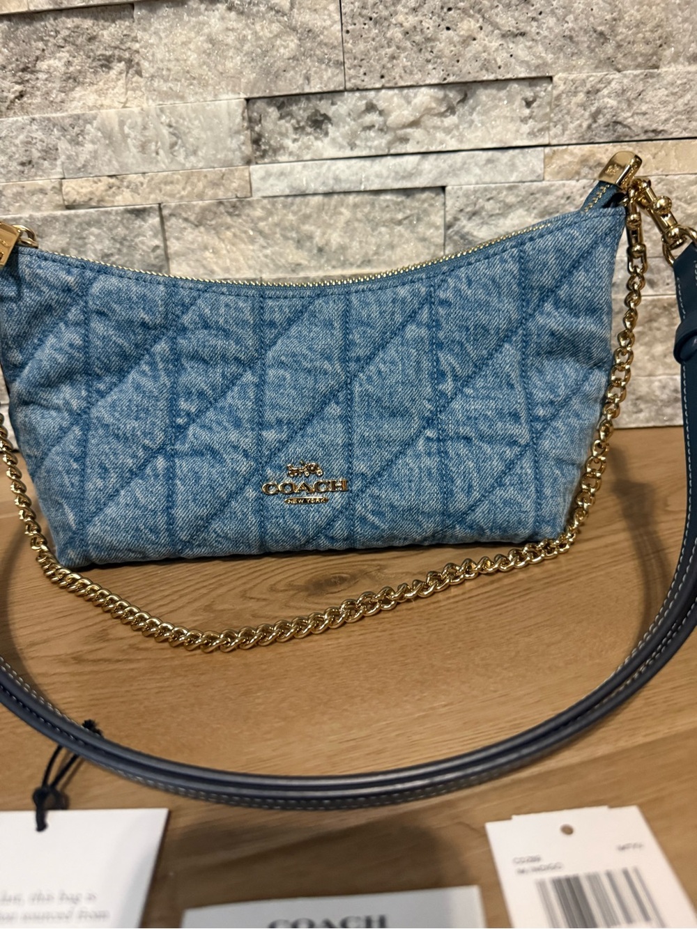 Coach Denim Caitlin Quilted Shoulder Bag - Picture 2 of 11